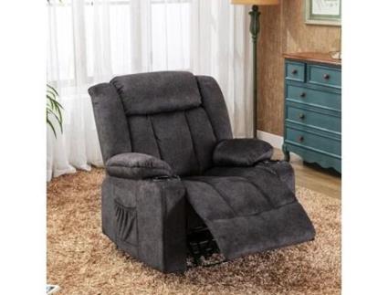 Poltrona COMHOMA Eléctrica, Cadeira de Massagem, Função de Aquecimento, Encosto Ajustável 90°-160°, Apoio para os Pés, Retrátil, Cinzento