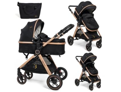 Carrinho Bebé 2 em 1 Convertível 0-22Kg Nicea Black BEBELISSIMO