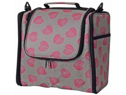 Bolsa KLEIBER para Fios e Acessórios de Tricô Corações Cinza/Rosa
