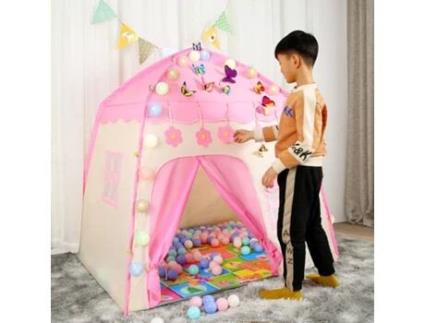 Tenda Infantil para Play Tenda Interior Quarto Infantil Segurança Ao Ar Livre Não Tóxico Bdlcor-De-Rosa50Lâmpada de Bola BDL