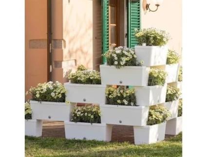 Floreiras e Vasos Kit 5 Floreiras Modulares 59 X 23 Cm Branco AC-DÉCO