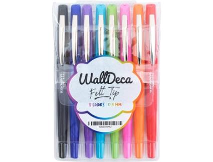 Canetas de Ponta de Feltro de Walldeca Ponto Fino 0,5 Mm Cores Variadas de Arco-Íris 8-Pacote