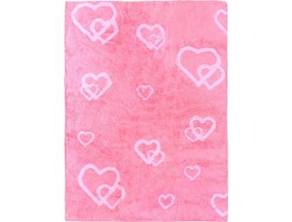 Tapete ARATEXTIL Corações (Algodão - Rosa - 120x160cm)