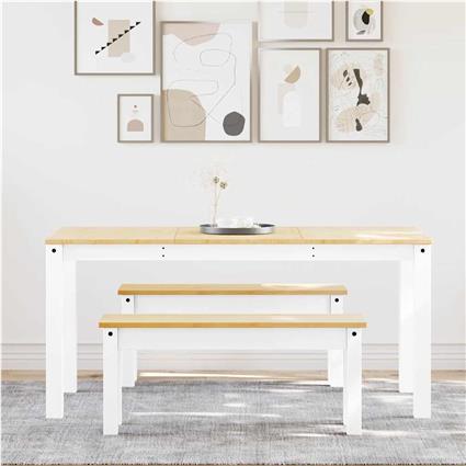 vidaXL 3 pcs conjunto de jantar Panama madeira pinho maciça branco