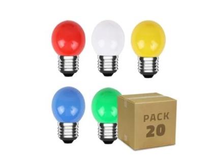 Pack 20 Lâmpadas Led E27 3W 300 Lm G45 5 Cores LEDKIA