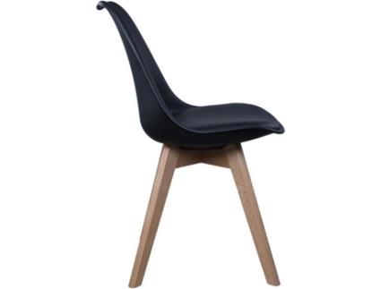 Cadeira Escandinava com Assento Acolchoado Conjunto de 2 Preta THE CONCEPT FACTORY