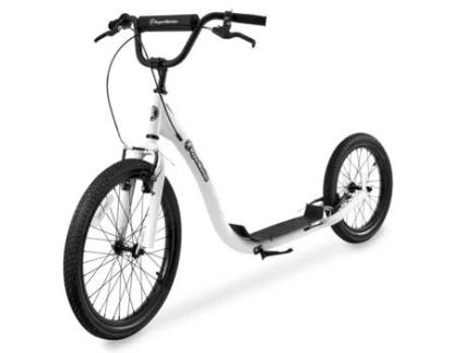 Scooter Urbano Adulto Adolescente Carga Máxima 100Kg Rodas Insufláveis ????50 e 40 Cm Travão de Mão Altura Ajustável 86-93Cm HYPERMOTION