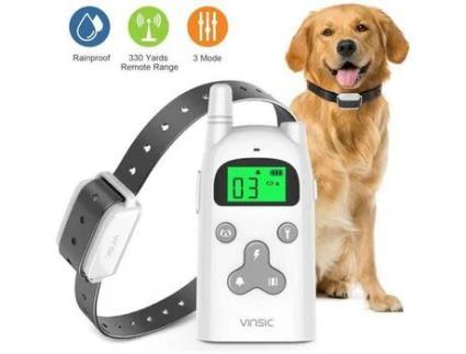 Coleira de Treinamento para Cão Coleira Antilatido para Cão com Controle Remoto e Visor Lcd 5 Níveis de Vibração Bipe de Choque Elétrico VINSIC
