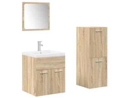 Conjunto 4 móveis casa banho derivados madeira VIDAXL carvalho sonoma