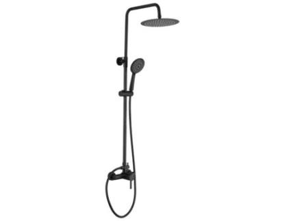 Coluna de Duche Monocomando Mora Preto Mate Ø 25Cm VALAZ