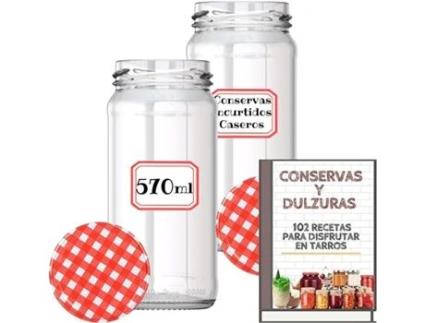 12 Frascos de Vidro de 570 Ml com Tampa de Rosca Hermética Frascos para Purês Geleias Conservas Molhos Inclui Etiquetas MUNDOTARROS