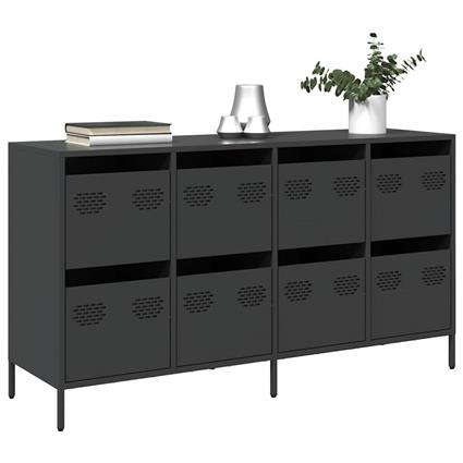vidaXL Aparador 135x39x73,5 cm aço laminado a frio preto