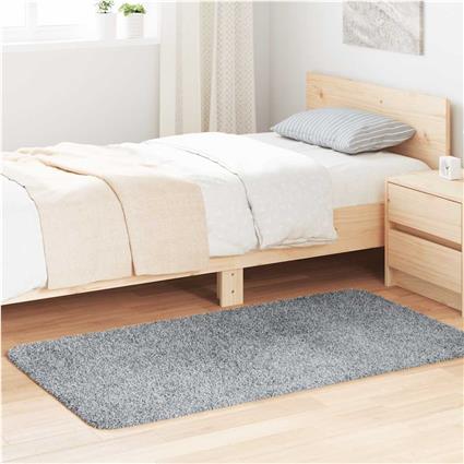 vidaXL Tapete shaggy de pelo alto 80x150cm poliéster cinzento prateado