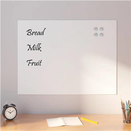 vidaXL Quadro magnético de parede 80x60 cm vidro temperado branco