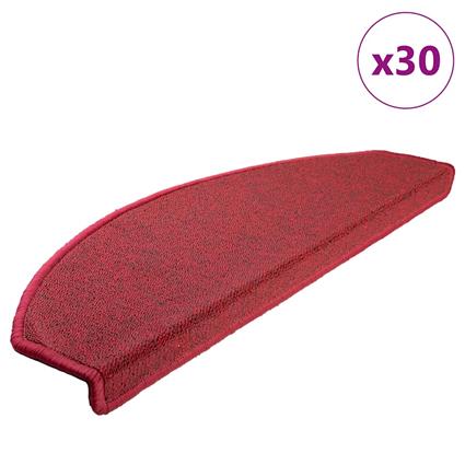 vidaXL Tapetes de escada 30 pcs 65x24x4 cm vermelho bordô