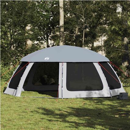 vidaXL Tenda para piscina c/ mosca amovível e paredes de rede cinzento