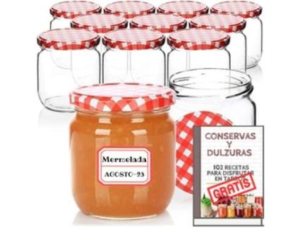 12 Frascos de Vidro de 250 Ml com Tampa de Rosca Hermética de Metal Frascos para Papinhas Conservas Sobremesas Geleia Iogurte Molhos MUNDOTARROS