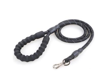 Coleira de Cachorro para Animais Pequenos e Grandes Corda Redonda de 145 * 1 3 Cm de Nylon Reflexivo Preto ALLTHEMEN