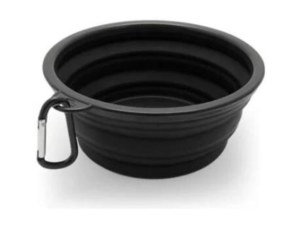 Tigela de Silicone Preta Dobrável para Cães IGADGITZ Tigela de Água para Viagem Comida de Água