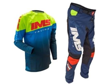 Conjunto Motocross IMS Army X Amarelo Neon Azul Vermelho (YM-8)
