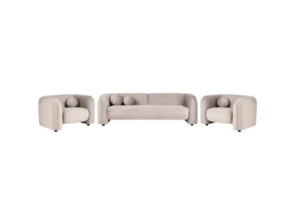 Conjunto de sala de estar de design clássico BELIANI Leiren de Veludo Creme 224x83x73