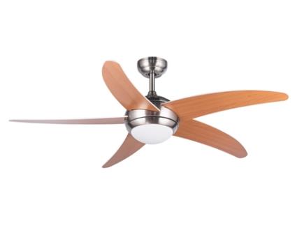 Ventoinha de Teto XTRELAMP Ragnar D132Cm Led 18W 6V Metal Niquel 5 Lâminas Madeira Natural Com Comando