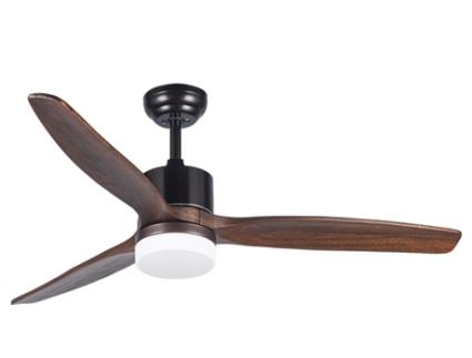 Ventoinha de Teto XTRELAMP Madsen D120Cm Led 18W 6V Metal Preto 3 Lâminas Madeira Carvalho Com Comando