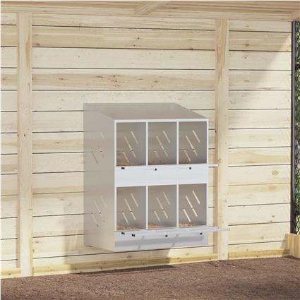 vidaXL Caixa de nidificação para galinhas com 6 compartimentos metal