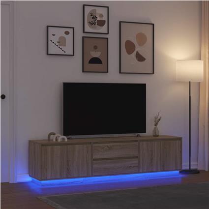 vidaXL Móvel de TV com luzes LED 193,5x41x50 cm carvalho sonoma