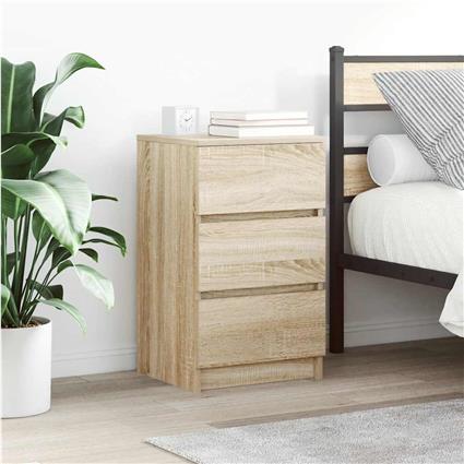 vidaXL Mesa de cabeceira com 3 gavetas 39x35x65 cm carvalho sonoma