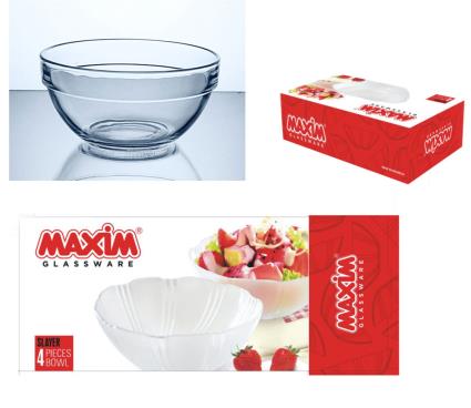 Conjunto 4 Saladeiras Maxim Vidro 12cm