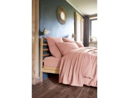 Conjunto de Lençol LEFFET PAPILLON Plano Elástico Fronhas Capa Gaïa Algodão Rosa - 5pcs (270x300cm)