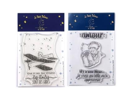 Carimbos LOVE IN THE MOON O Pequeno Princípe Avião e Flor