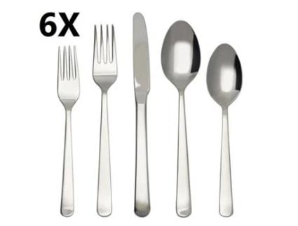 Set 30 Talheres DUNA (6 Facas Mesa, 6 Garfos Mesa, 6 Colheres Mesa, 6 Garfos Sobremesa, 6 Colheres Sobremesa) HERDMAR