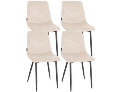 Conjunto de 4 cadeiras Telde veludo creme CLP