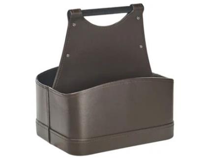 Cesta de revistas com pega e dois compartimentos BELIANI Uruk de Pele sintética Castanho 32x23x33