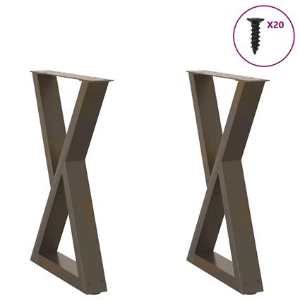 vidaXL Mesa de jantar pernas 2 pcs 60x(72-73,3) cm aço natural