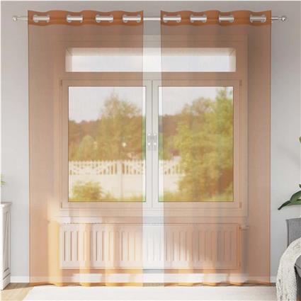 vidaXL Cortinas de voile com ilhós 2 pcs terracota