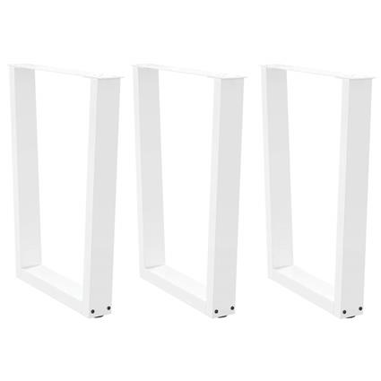 vidaXL Mesa de jantar pernas 3pcs forma de V 70x(72-73,3)cm aço branco