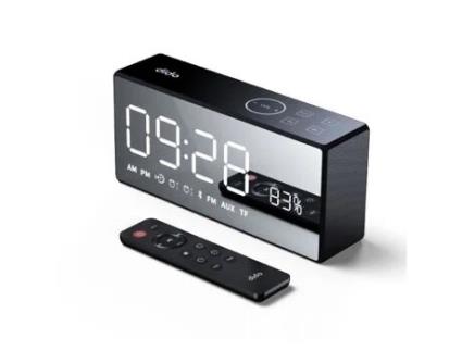 Dido rádio despertador FM Bluetooth alto-falante baixo display de temperatura, preto My24437 DIDO
