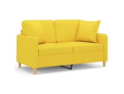 Sofá 2 lug. + almofadas decorativas VIDAXL tecido amarelo-claro (120 cm)