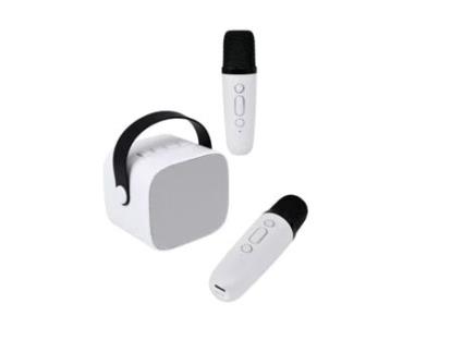 PARTY Altifalante Bluetooth 5.1 com 2 microfones de karaoke sem fios Modelo Party Btmic 15W Branco