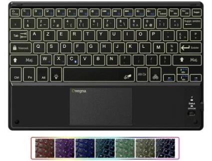 Teclado Ultrafino Bluetooth 3.0 Azerty Retroiluminação Led 7 Cores Touchpad Bateria de Lítio para Smartphone Smarttv e Tablet Co OVEGNA Bt14