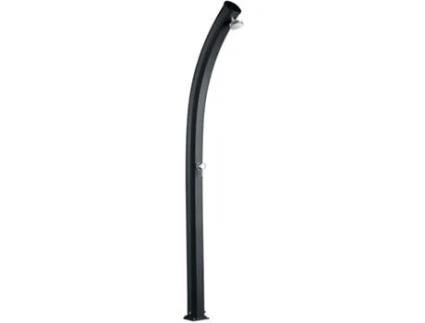 Chuveiro Arkema Jolly Preto, ideal para jardim, tubo único, água quente, altura 226cm, estrutura de alumínio.