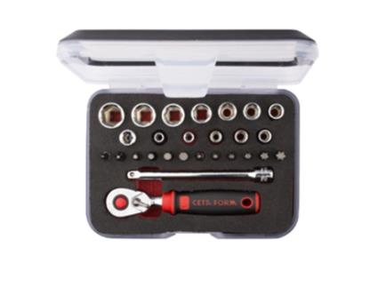 Conjunto compacto CETAFORM de 27 peças de chaves hexagonais e acessórios de 1/4