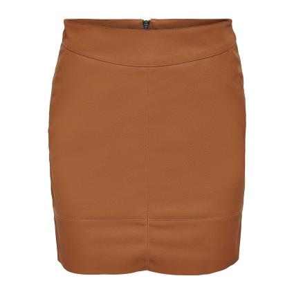 Saia direita em imitação pele, fecho atrás