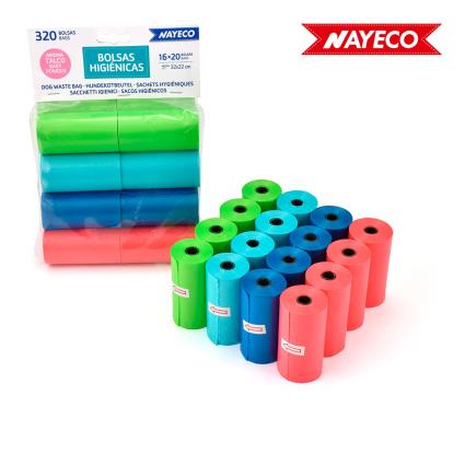 SACOS HIGIÊNICOS COM AROMA A TALCO 16 ROLOS DE 20 SACOS