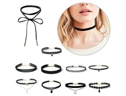 10 peças colares de gargantilha veludo baratos sexy pingente corrente quente sautoir jóias rendas presente aniversário natal para meninas HUEIHWOH