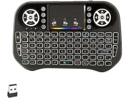 Mini Teclado Azerty Sem Fios 2 4 Ghz Touchpad Bateria Recarregável Retroiluminação 7 Cores para Smart Tv Pc Mini Pc Mac Raspberr OVEGNA I12