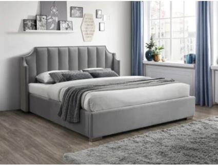 Cama com cofre TEOMIS VENTE-UNIQUE Cinzento claro 180x200 cm - Com colchão - Com sommier